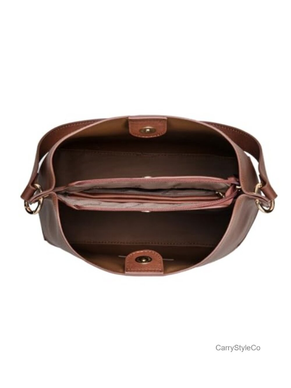 Medium Hobo Shoulder Bag PU Leather 3 Compartment Crossbody Purse - Picture 2 of 6